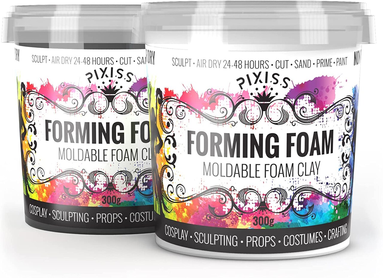 Pixiss Foam Clay Sculpting Foam for Cosplay 300 Gram White and 300 Gram Black